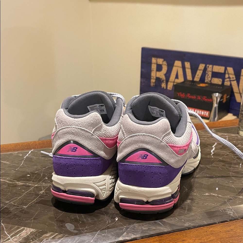 New Balance Men’s Grey, Pink and Purple 2002R Sneakers - Picture 3 of 9